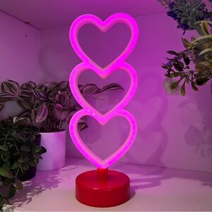 Love Island Style Neon Stacked Hearts Sign for Bedroom, Valentine’s Day Decor